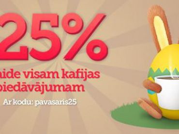 Salonveikalā “Kafijas Draugs” -25% atlaide visam kafijas piedāvājumam